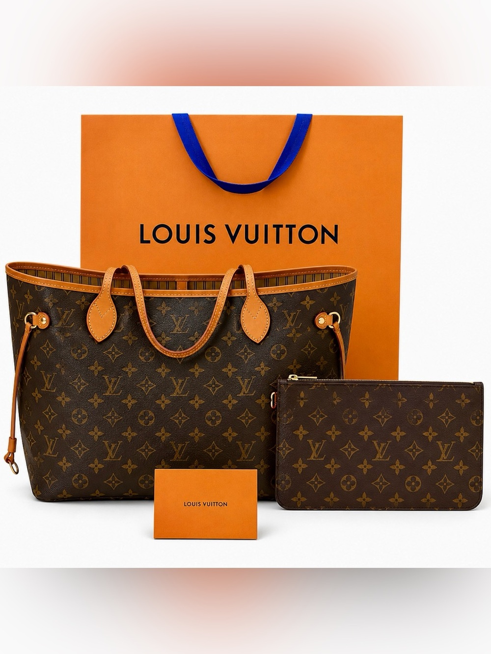 Louis Vuitton Monogram Tote in Brown with Tan Trim Authentic